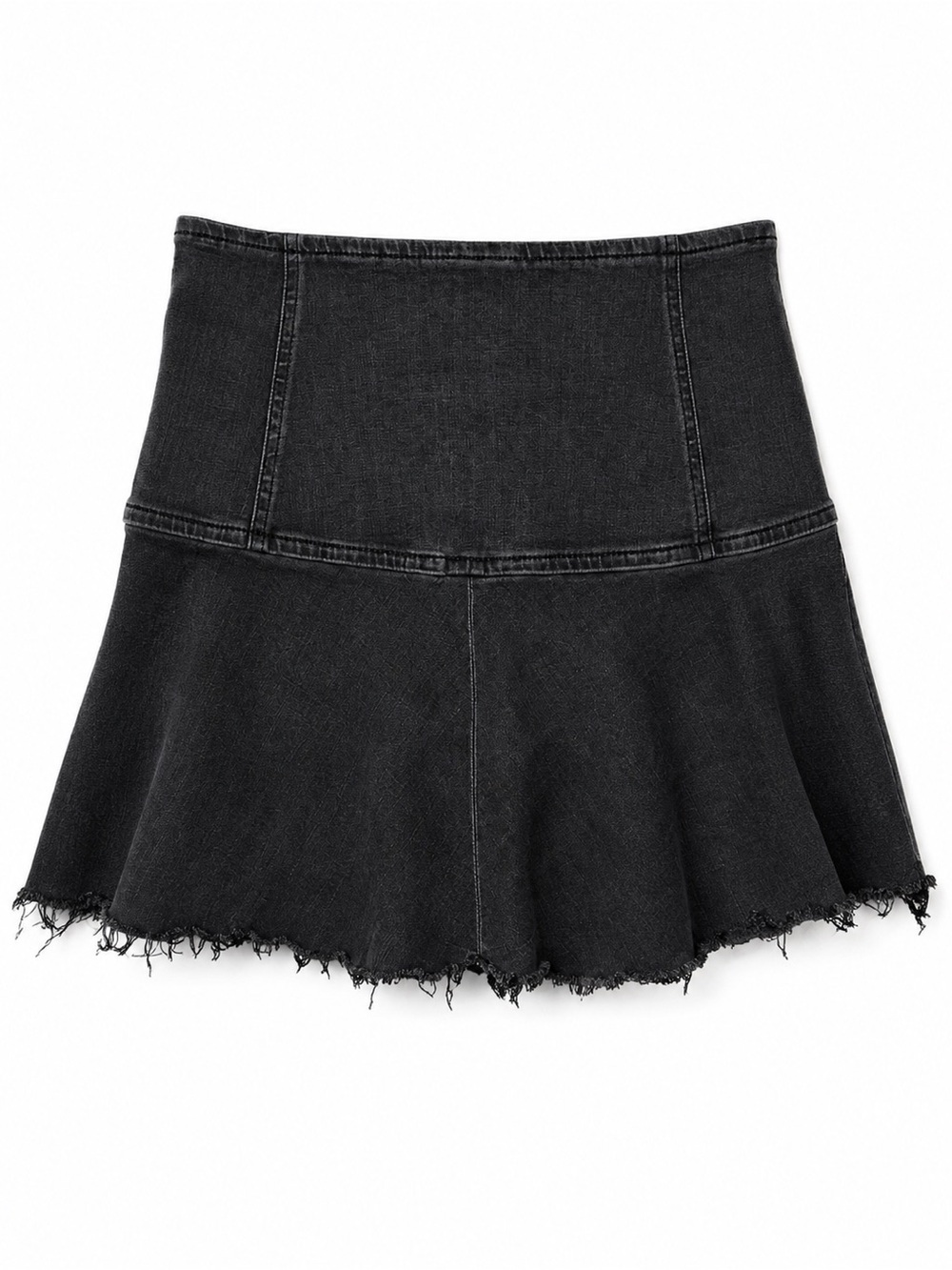 We The Free Black Denim Mini‎ Skirt Raw Hem Y2K Low Rise Grunge Indie Sleaze 0